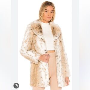 MAJORELLE Faux Fur Teddy Jacket in Cream and Tan